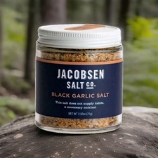 Jacobsen Black Garlic Salt Infused Kosher Salt 2.57 Ounce Flavorful Seasoning