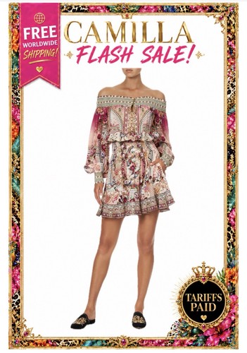 CAMILLA Summoned By A Rose Off Shoulder Short Dress Size S RRP $750