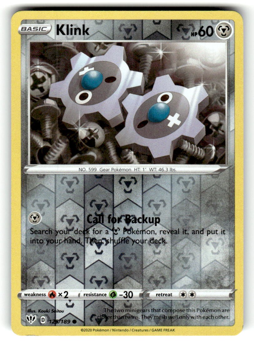 Klinklang Reverse Holo Pokemon SWSH03: Darkness Ablaze 127/189 NM