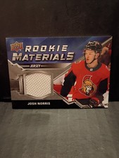 Josh Norris | 2020-21 UD Series 2 Rookie Materials Jersey | Ottawa Senators Card. rookie card picture
