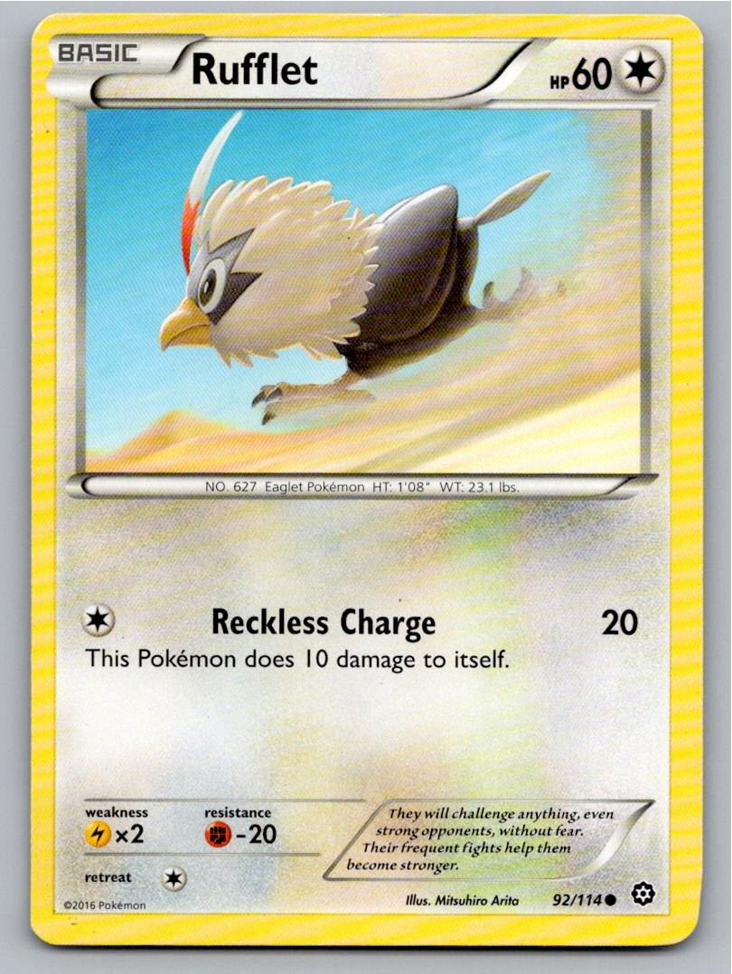 2016 POKEMON RUFFLET STEAM SIEGE 92/114 C LP A85955 FREE S&H