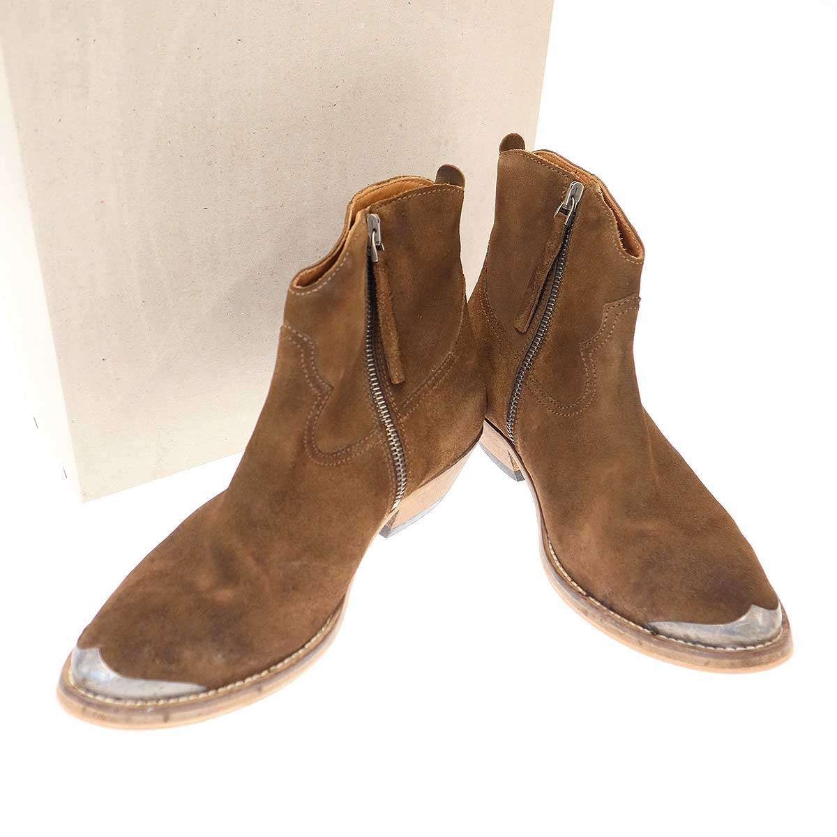 GOLDEN GOOSE Western Boots Size EU36 US6 Brown Suede Women Side Zip Metal Toe