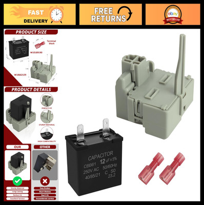 Refrigerator Start Relay & Capacitor Kit - Compatible with Embraco QD TSD2 Compr