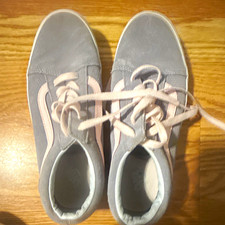 Vans Men's Canvas Lace-Up Low Top Sneakers Gray/White Round Toe Rubber Sole