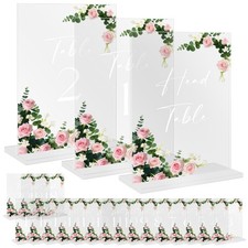 21PCS Acrylic Table Numbers, Table Numbers 1-20 Digital Head with Stands fo...