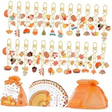 Set of 24 Keychain Bag Charms for Thanksgiving - Autumn Cards