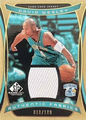 2004-05 SP GU Edit. Authentic Jersey Gold #/100 DAVID WESLEY New Orleans Hornets
