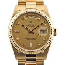 ROLEX Day-Date 36mm 18238 Champagne Diamond Dial 1989 Box & Papers