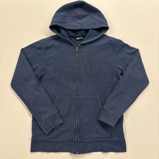 The North Face Boy  s Large Full Zip Hoodie - Navy Hooded Logo Sweatshirt