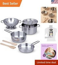 Complete Kids Kitchen Set: 8-Piece Stainless Steel Play Accessories for Ages 3 
