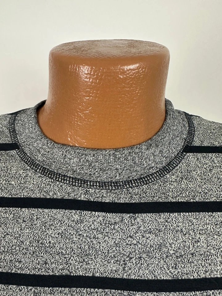 Camisa a Rayas Vintage Años 90 Hombres Gris Brezo Mediana Surf Skate Bugle Boy Hecha en EE. UU. Foto 4 de 4