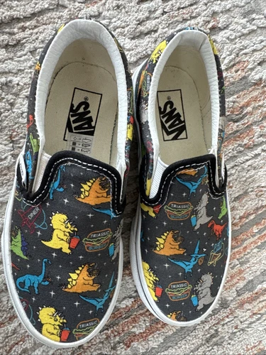Vans slip on basso alla caviglia dinosauro multicolore bambino taglia 12