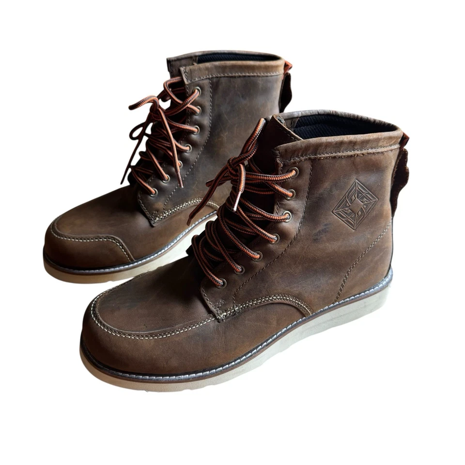 Fly Racing Tradesman Boots Size 9 Leather Vibram Sole Motorcycle Gear Brown Used - Image 3 of 4