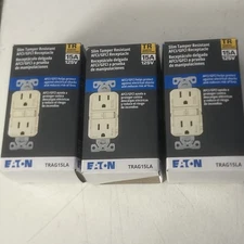Eaton Slim Tamper Resistant AFCI/GFCI Receptacle Lot Of 3 TRAG15LA 15A Almond ￼