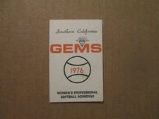 WPS Southern California Gems Vintage Defunct 1976 Team Logo Pocket Schedule