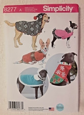 Simplicity Pattern 8277 Dog Clothes Coats Hats Sewing Craft Project H