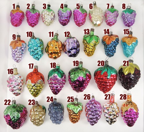 Berry Christmas Ornament Retro Mercury Glass Tree Decoration Raspberry Grapes - Picture 5 of 9
