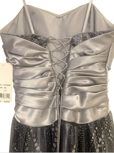 NEW Adrianna Pappel Hailey Logan Gown Gray Satin Glitter Layer Skirt Size 3/4 - Picture 12 of 15