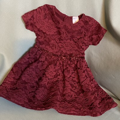 carters burgundy dress Girls Size 6Months CHRISTMAS Holiday Maroon Floral LACE Color:Black White Dots Stretch ) Neckline marketplace_2026-07-06 Lumalex Summer Sequin Floral