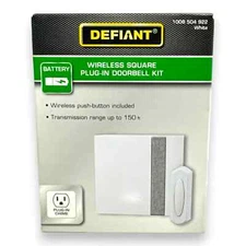 NEW Defiant Wireless Push Button Plug-in Doorbell Kit 1008 504 922 Free Shipping