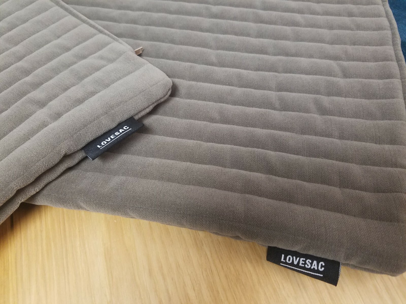 Lovesac Stone Quilted Heirloom Velvet Throw Pillow Cover Pair w