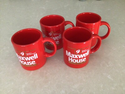 4 Vintage RED MAXWELL HOUSE Instant Coffee Cup Mugs 10 oz 1980s New Old  Stock | eBay