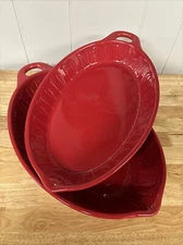 Mad Hungry Two Piece Casserole Set Red Rare Lip’ N’ Loop QVC Casserole Set
