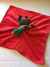 Carter's Christmas Holiday Plush Rattle Reindeer Red Security Blanket Lovey