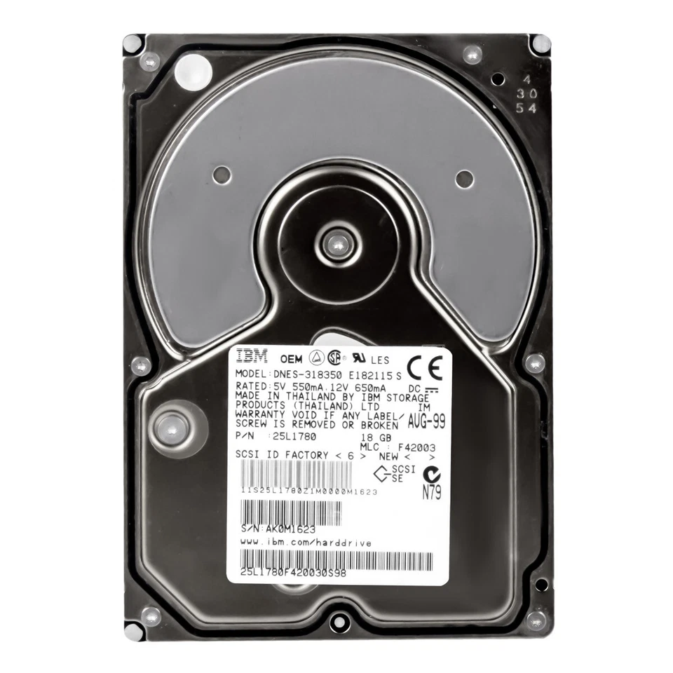 Hard Drive IBM Ultrastar 18ES 25L1780 DNES-318350 18GB 7.2K 2MB Ultra2 SCSI 3.5' - Image 3 of 3