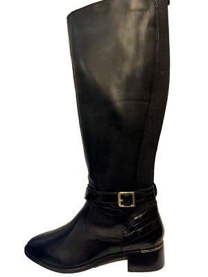 Biba Leder Kroko Kniehohe Stiefel UK 6 US 8 EU 39 REF D18+