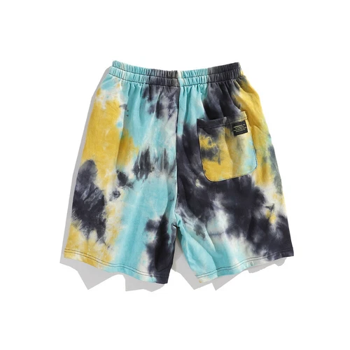 Men Tie Dye Shorts Casual Cotton Blend Loose Half Pants Streetwear Bottoms - Bild 5 von 29