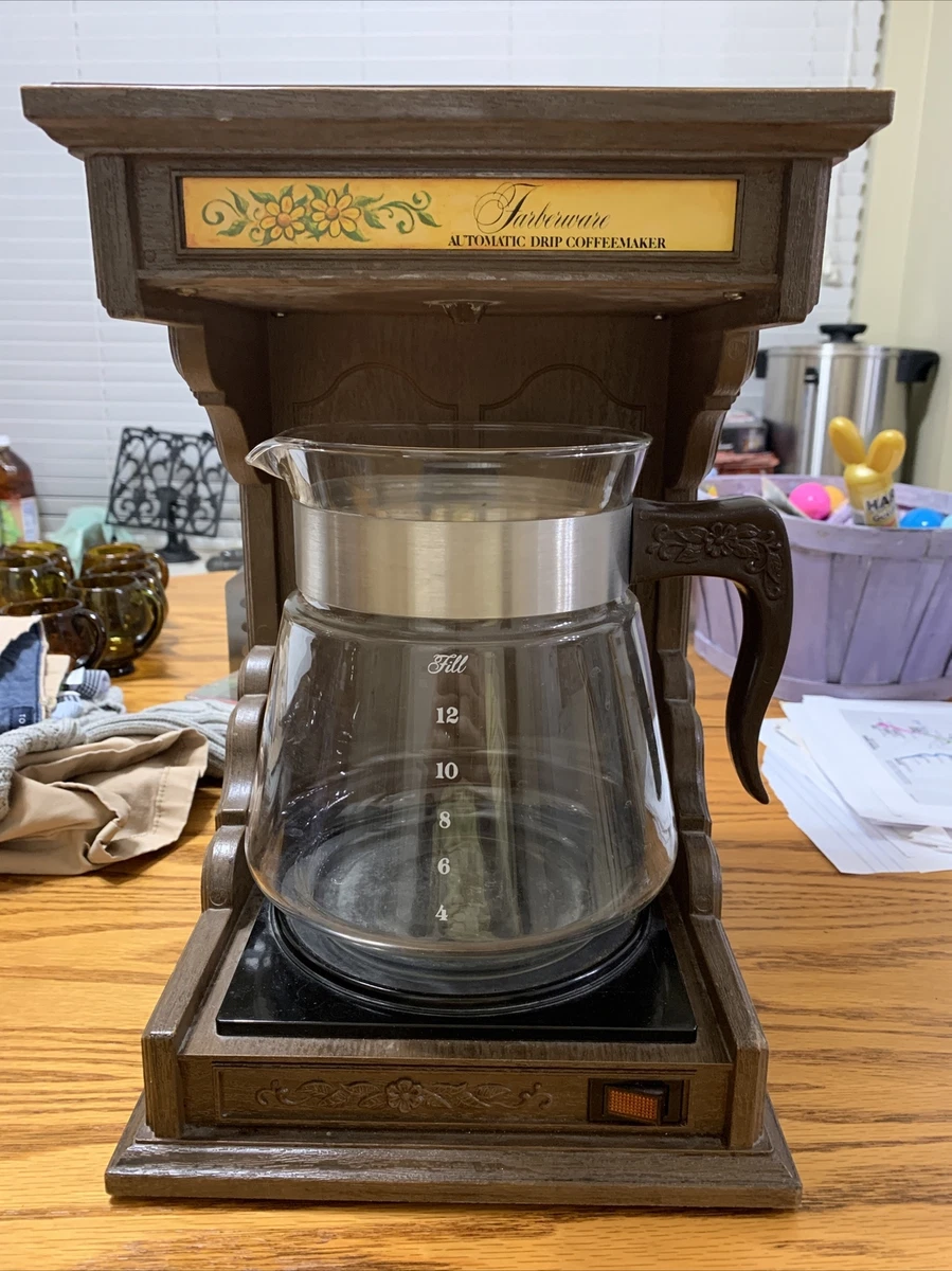 1970s Farberware #265 Automatic Drip Coffee Maker Rustic Country Faux Wood  Grain