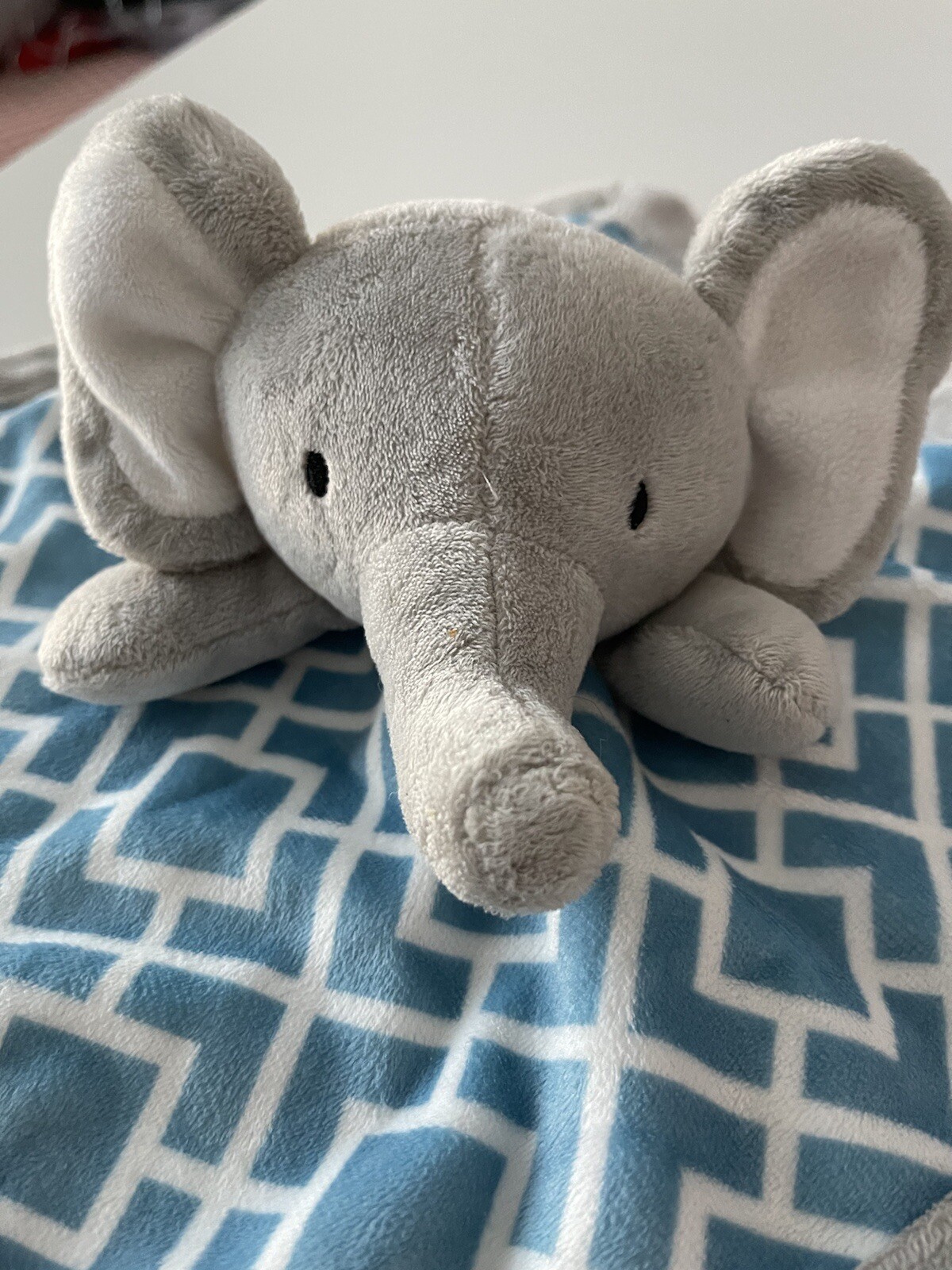 LEVTEX Lovey Baby Security Blanket Gray Elephant Blue 2017 Soft Fleece Excellent