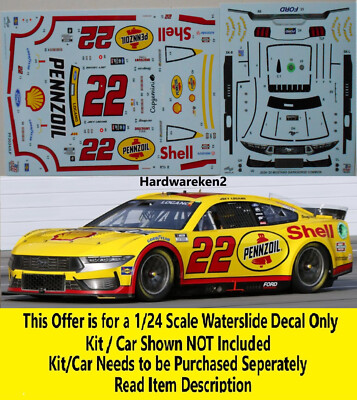 NASCAR DECAL #22 PENNZOIL SHELL 2024 FORD MUSTANG CHAMPION JOEY