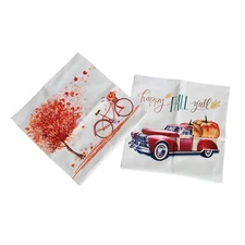 Set of 2 Fall Pillow Cover Pillowcase Farmhouse Decor Autumn 17.5x17.5 NWOT