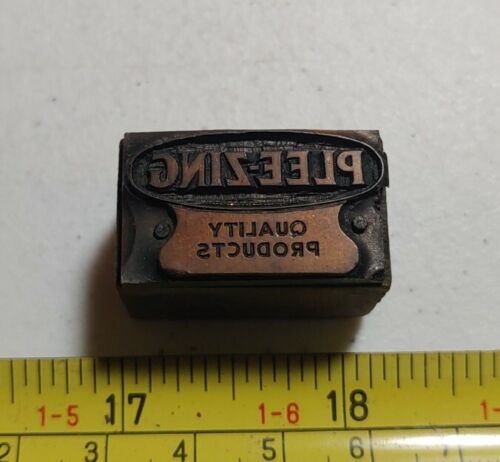 Vintage Letterpress Printing Block Plee-Zing Quality Products Advertising - Picture 1 of 2