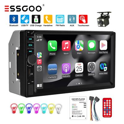 7'' 2DIN Car Stereo Radio Carplay Android Auto Bluetooth Handsfree Cam HD Screen
