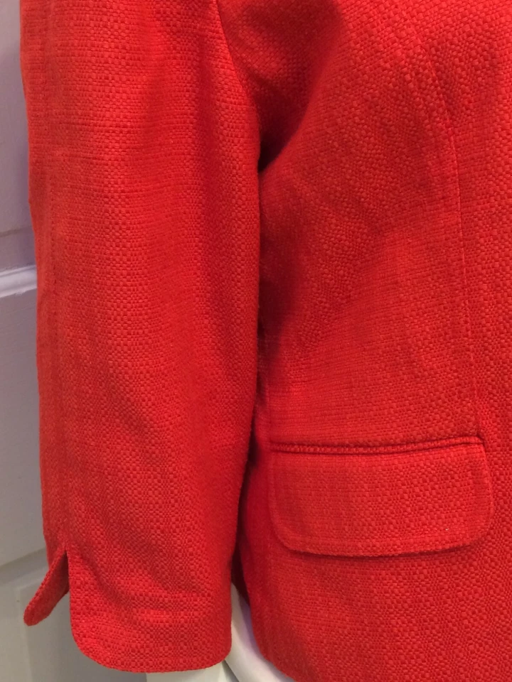 East 5th Button Front Lined 3/4 Sleeve Boucle Jacket SIZE Large Coral - Image 3 of 4