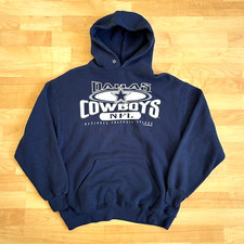 Vintage 90s Dallas Cowboys Hoodie Large Chalk Line Pullover Sweatshirt RARE