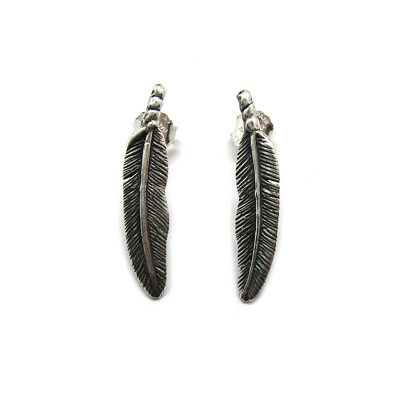 Handgefertigte stilvolle Sterling Silber Ohrringe massiv gepunzt 925 Feder E000751