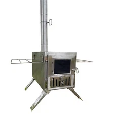 Wood Burning Stove,Portable Camping Stove with Chimney Pipes,Front Window，