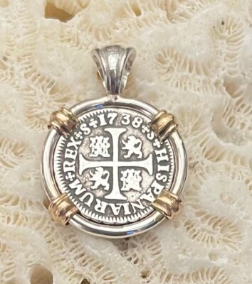 Pirate Coin Treasure Piece of Eight Spanish Authentic 1/2R SS/14K