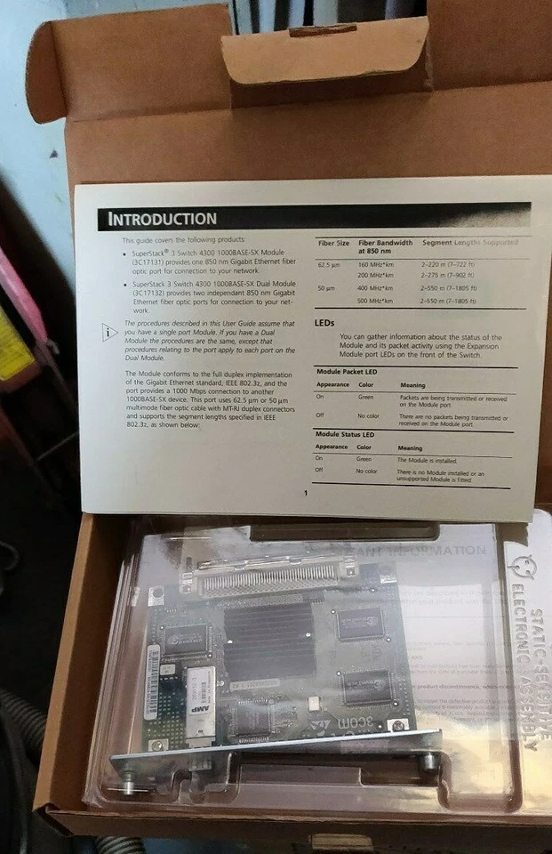 3Com 3C17131 SS3 Switch 4300 1000BASE-SX Module - NEW! - Image 2 of 2