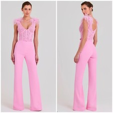 Nadine Merabi Anabelle Lace Feather Jumpsuit ...
