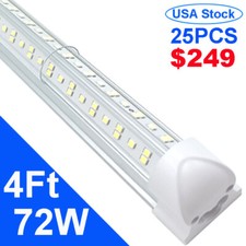 25 Pack 4 Ft Led Shop Light Fixture Linkable T8 4Ft Led Tube Light Bulbs 48" 72W