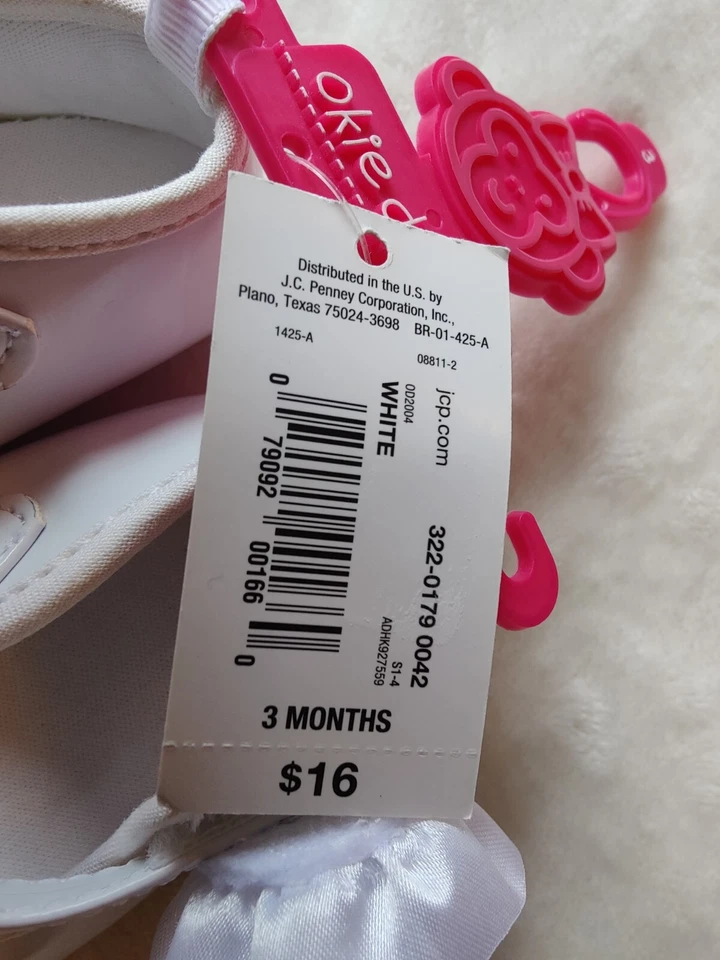 ¡NUEVO! Zapatos de vestir Okie Dokie blanco flor bebé niña talla 3, 6-9 meses Foto 3 de 4