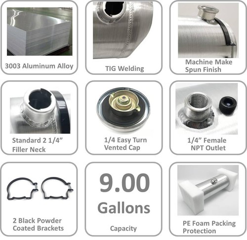 10x26 End Fill Round Spun Lightweight Aluminum Gas Fuel Auxiliary Tour Tank - Picture 2 of 5