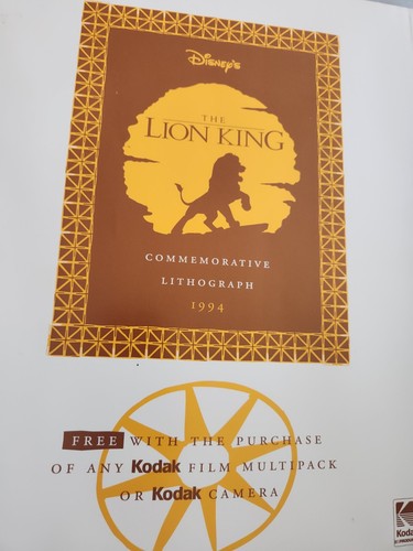 Litografía conmemorativa del Rey León 1994 de Disney (Simba, Nala y Zazu) - Imagen 4 de 4