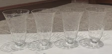 LIBBEY ROCK SHARPE FLOWER & DOTS ETHCED ICED TEA TUMBLER Glasses 1940S LOT 4 EUC