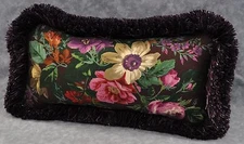 NEW Fringed Pillow made w Ralph Lauren Brittany Purple Plum Floral Fabric 14 x 7